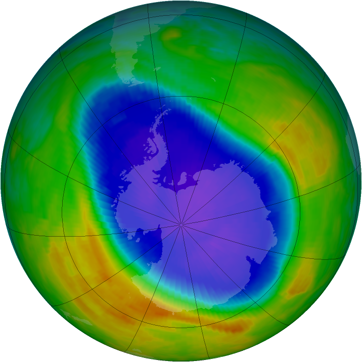 Antarctic ozone map for 12 October 1990